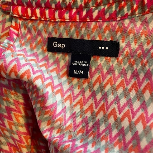 Gap sleeveless midi dress zig zag red orange  pattern braided neckline - Picture 9 of 12